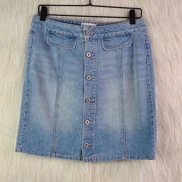 PAIGE Dresses & Skirts - Paige Womens Light Wash Button Up Denim Mini Skirt Light Wash Buttons Sz 29